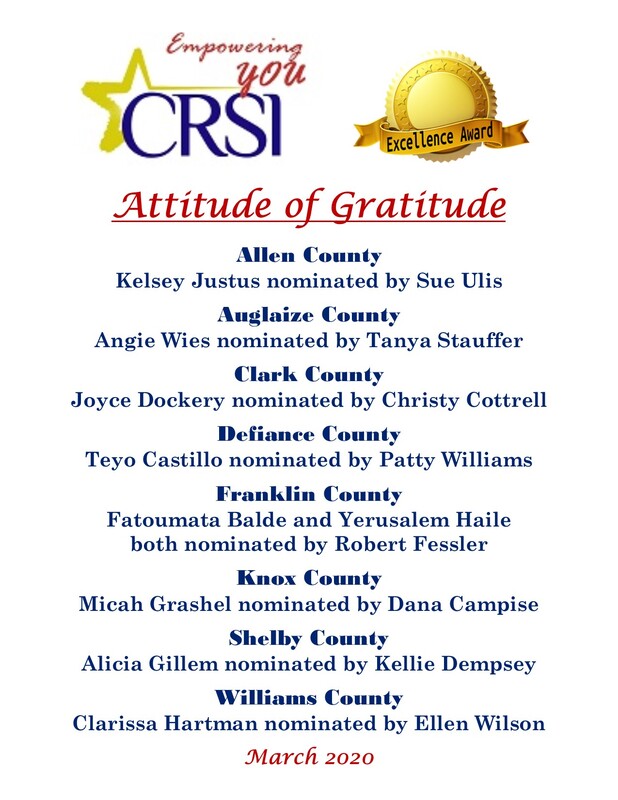 attitude of gratitude CRSI nominees