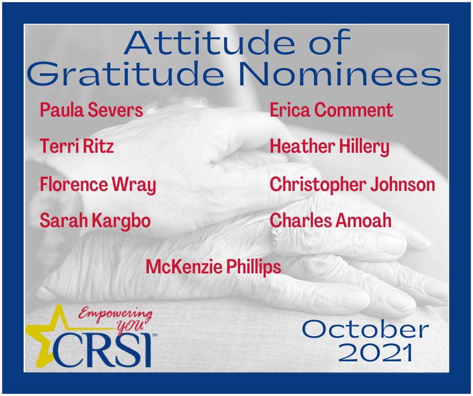 CRSI October 2021 Attitude of Gratitude Nominees