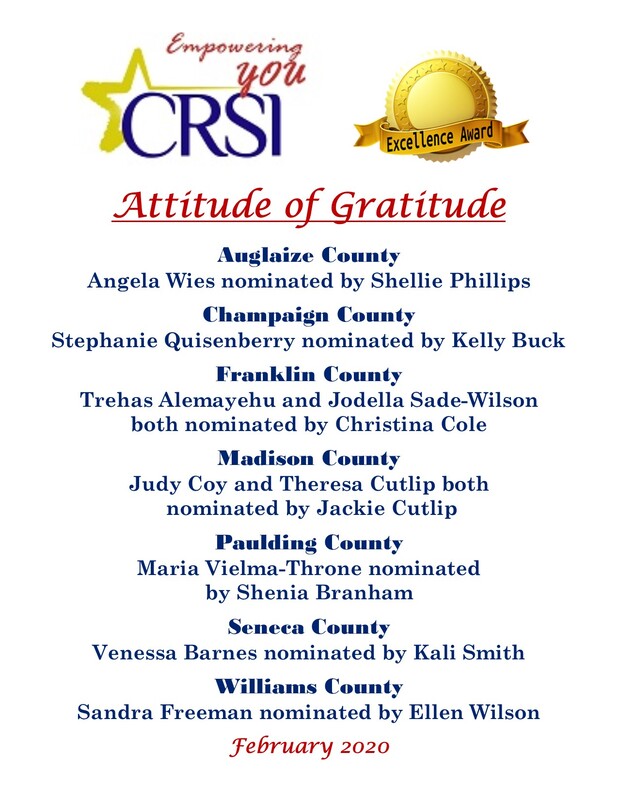 CRSI Attitude of Gratitude for February 2020