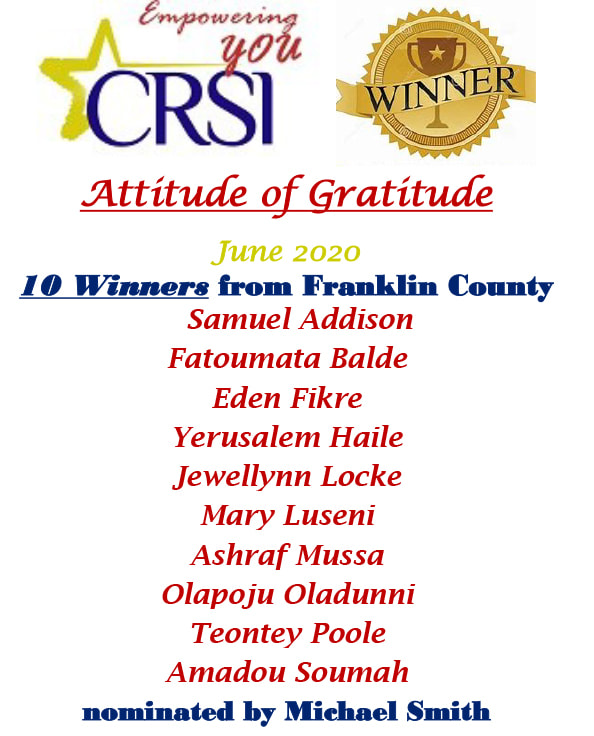 CRSI Attitude of Gratitude Winners June