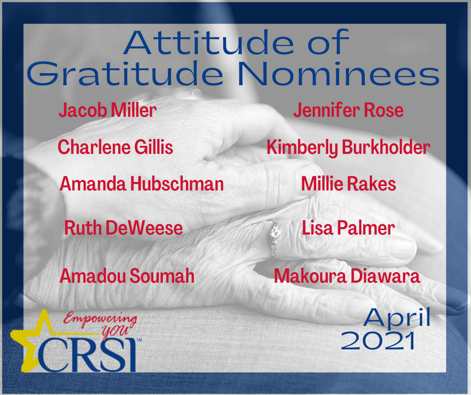 Attitude of Gratitude Nominees May 2021