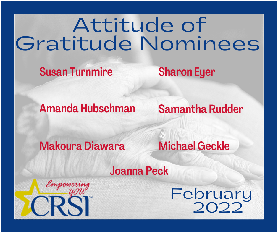 CRSI Attitude of Gratitude Nominees February 2022