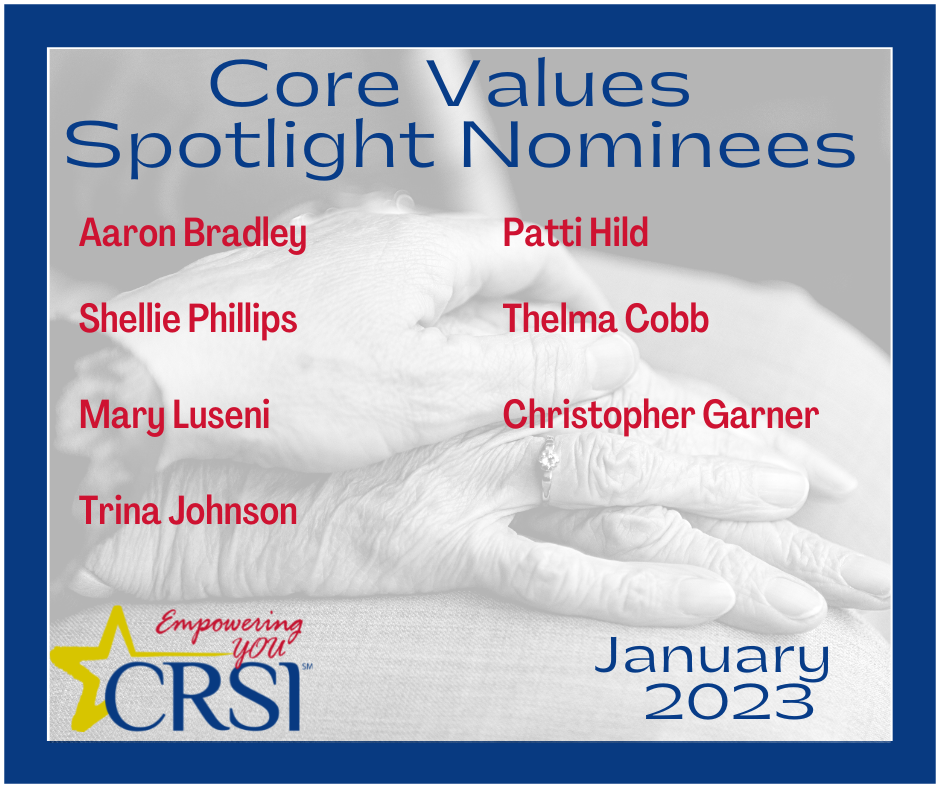 CRSI Core Values Spotlight Nominees January 2023