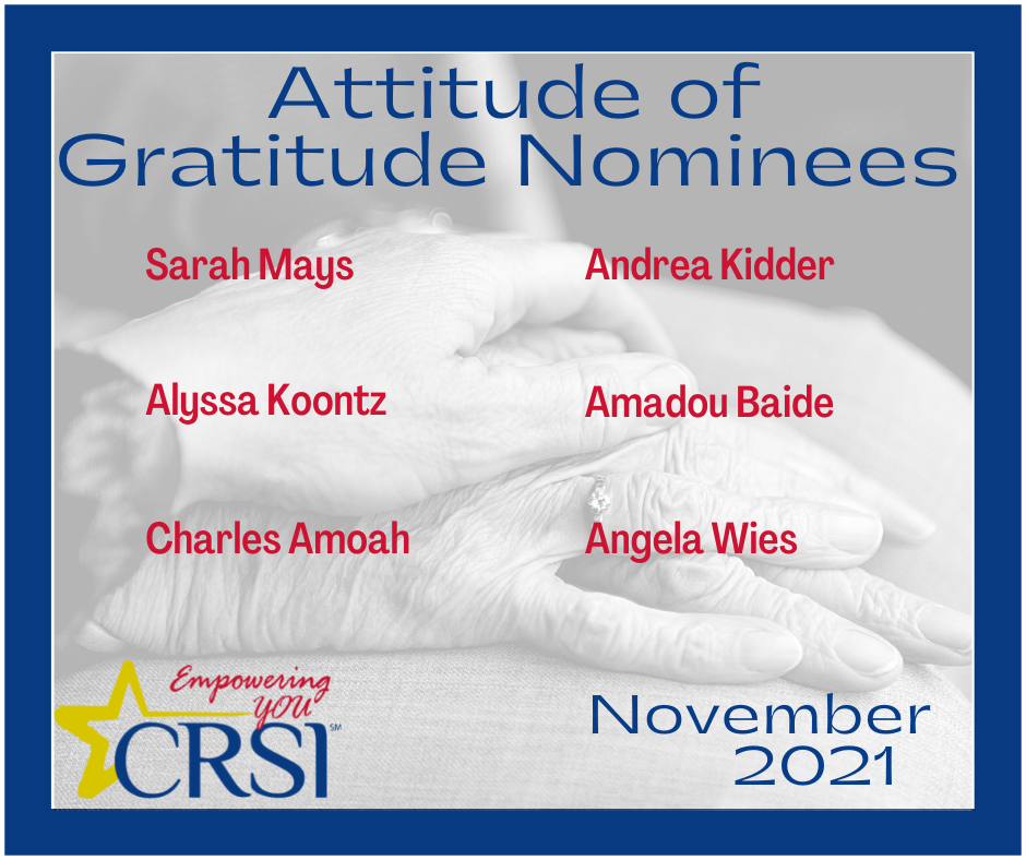 CRSI Attitude of Gratitude Nominees Nov. 2021